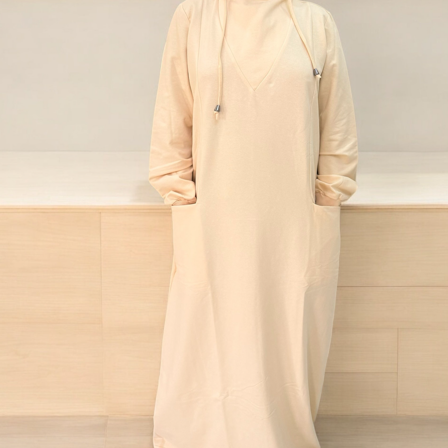 Hoodie Front pockets long dress